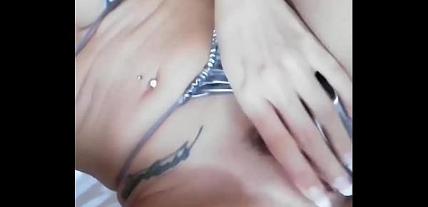  French Slut Touching Herself In Silver Bikini